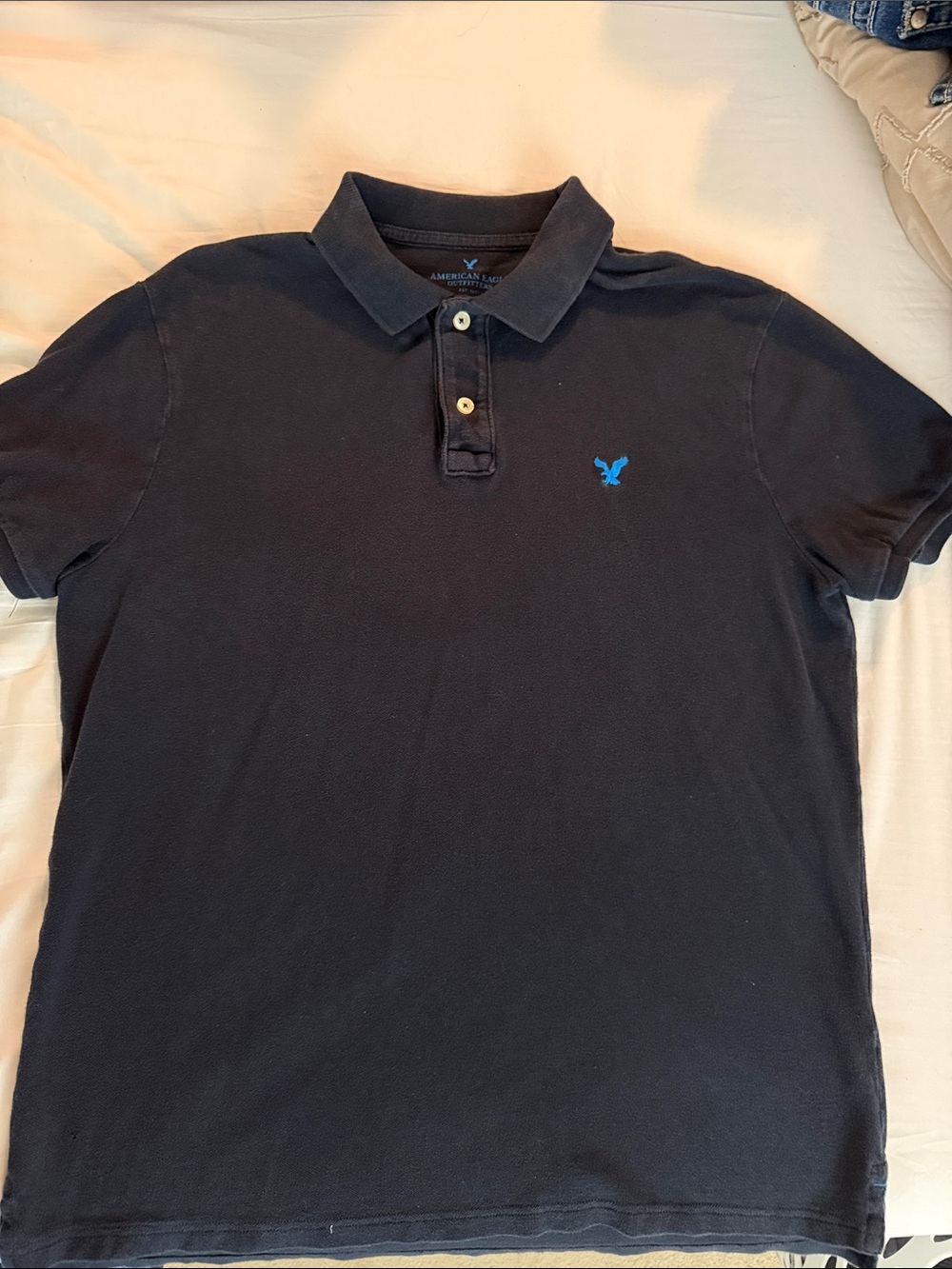 American Eagle Outfitters Dark Navy Polo with Blue Logo